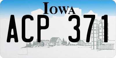 IA license plate ACP371