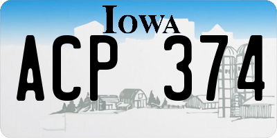 IA license plate ACP374