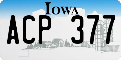 IA license plate ACP377