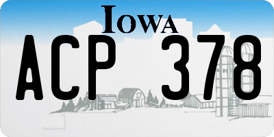 IA license plate ACP378