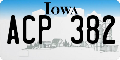 IA license plate ACP382