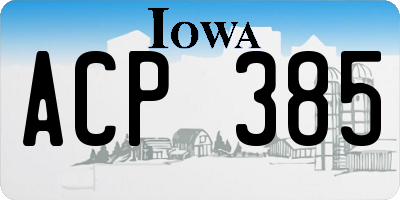 IA license plate ACP385