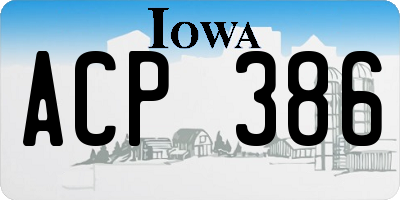 IA license plate ACP386