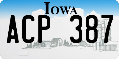 IA license plate ACP387