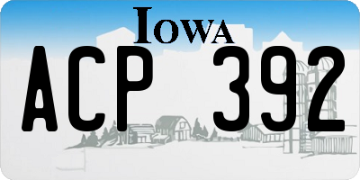 IA license plate ACP392