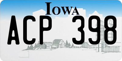 IA license plate ACP398