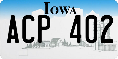 IA license plate ACP402