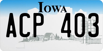 IA license plate ACP403