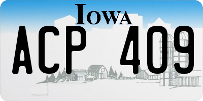 IA license plate ACP409