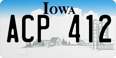 IA license plate ACP412