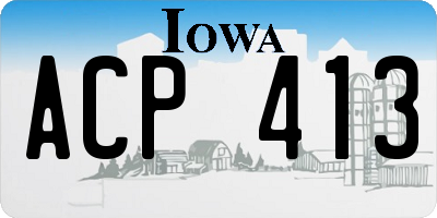 IA license plate ACP413
