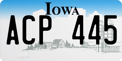 IA license plate ACP445