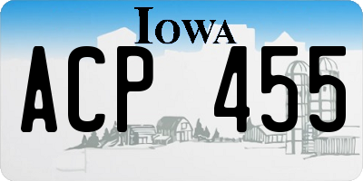 IA license plate ACP455