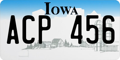 IA license plate ACP456