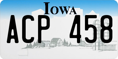 IA license plate ACP458