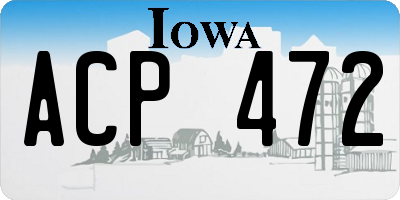 IA license plate ACP472