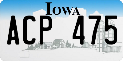 IA license plate ACP475