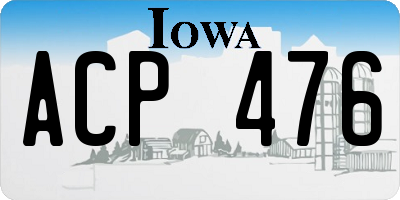 IA license plate ACP476