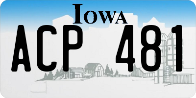 IA license plate ACP481