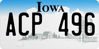 IA license plate ACP496
