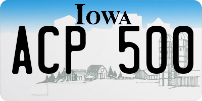 IA license plate ACP500