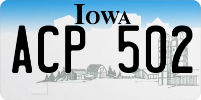 IA license plate ACP502