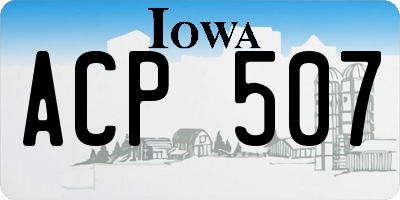 IA license plate ACP507