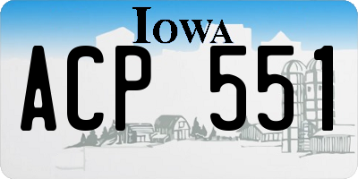 IA license plate ACP551