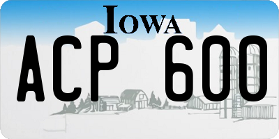 IA license plate ACP600