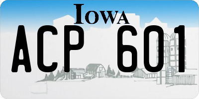 IA license plate ACP601