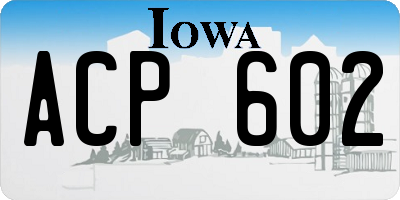 IA license plate ACP602