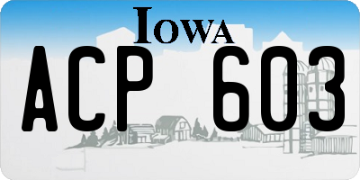IA license plate ACP603
