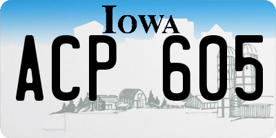 IA license plate ACP605