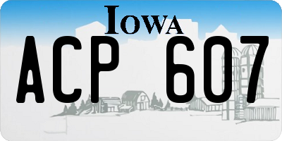 IA license plate ACP607