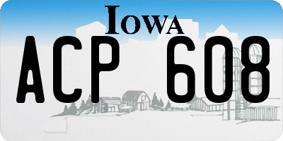 IA license plate ACP608