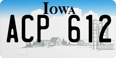 IA license plate ACP612