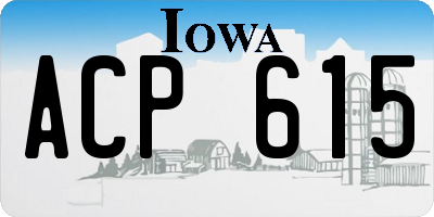 IA license plate ACP615