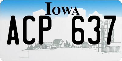 IA license plate ACP637