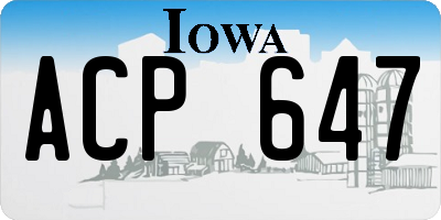 IA license plate ACP647