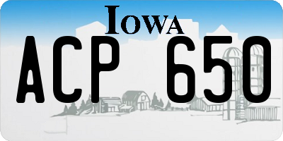 IA license plate ACP650