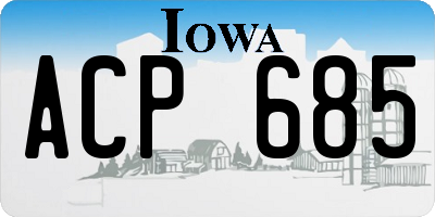 IA license plate ACP685