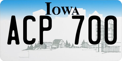 IA license plate ACP700