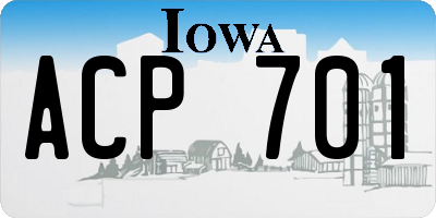 IA license plate ACP701