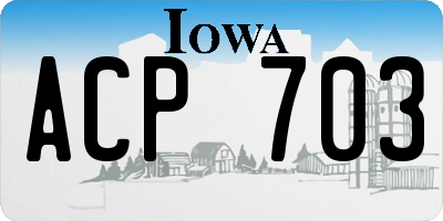 IA license plate ACP703