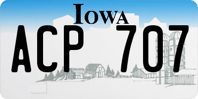 IA license plate ACP707