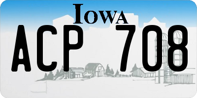 IA license plate ACP708