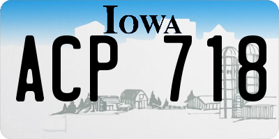 IA license plate ACP718