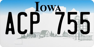 IA license plate ACP755