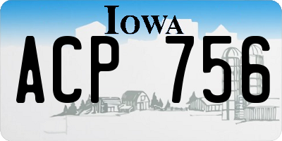 IA license plate ACP756