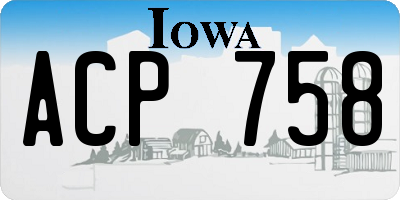 IA license plate ACP758